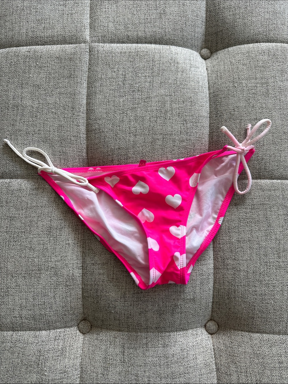 Tie-Side Heart Print Bikini Bottoms - Hot Pink